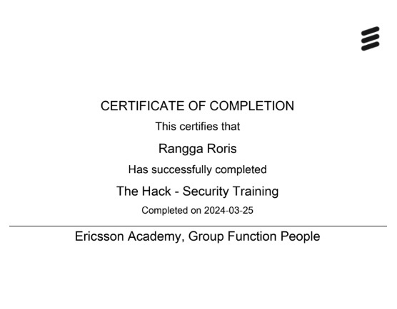 Ericsson Certificate